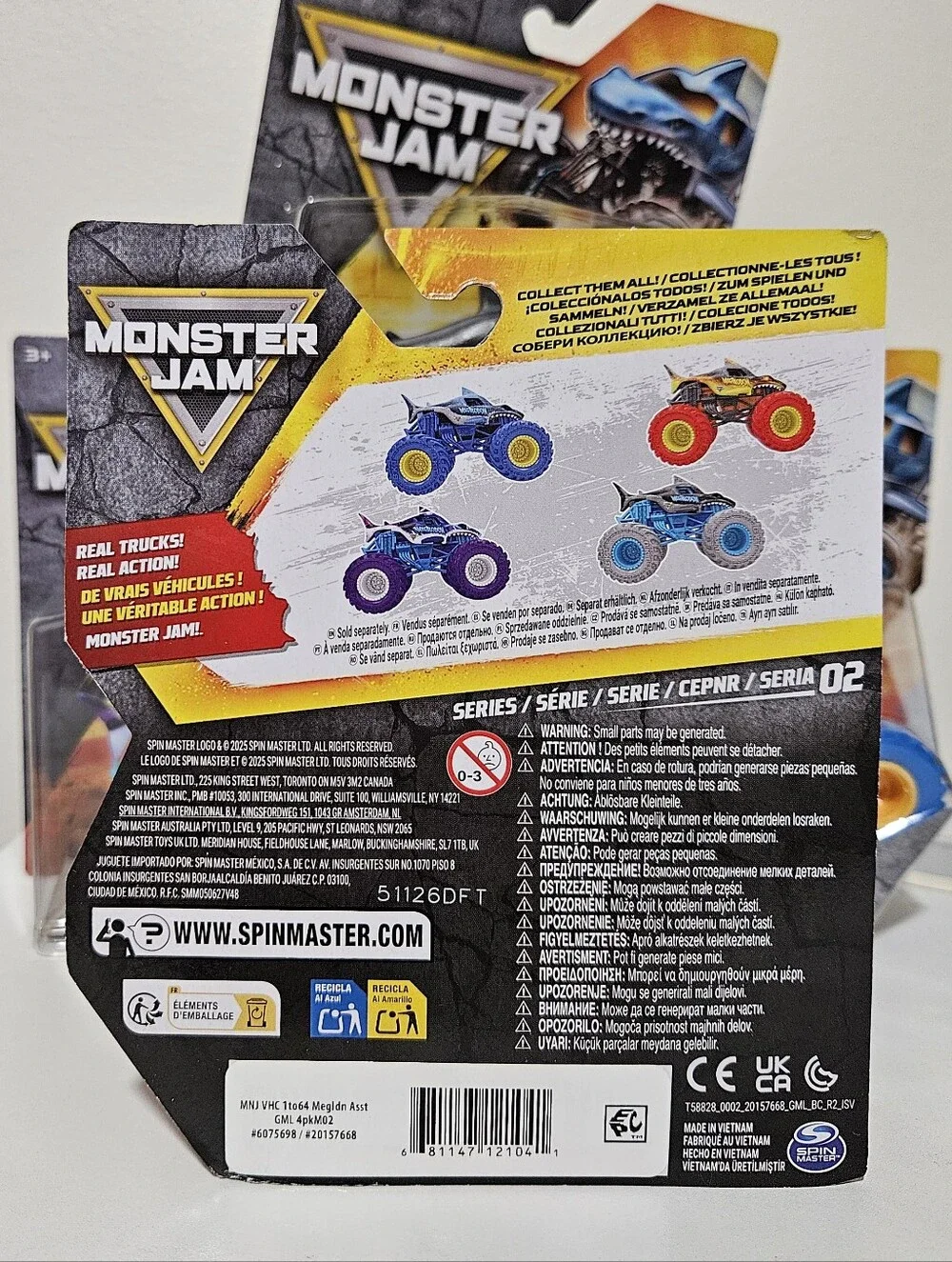 Complete Set Of Monster Jam Series 2 Megalodon Monster Truck - Fire, Ice,